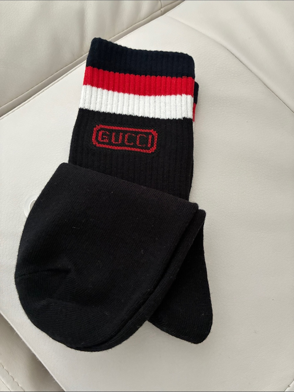Gucci Black Socks with Red and White Stripes - Picture 3 of 4